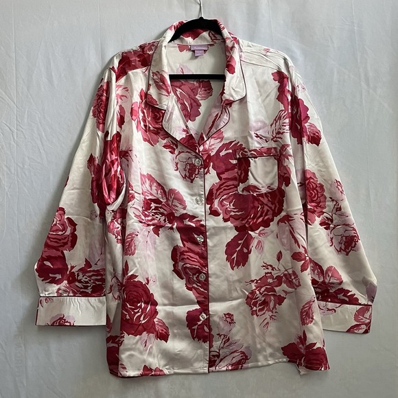 Amoureuse Plus Size 3X Floral 2 Piece Pajama Intimate Sleep Wear Red Women - Picture 2 of 12